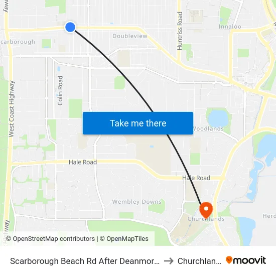 Scarborough Beach Rd After Deanmore Rd to Churchlands map