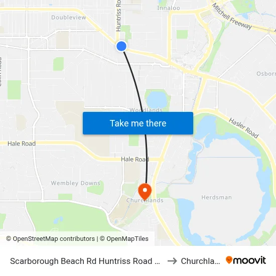 Scarborough Beach Rd Huntriss Road Cat Id 31 to Churchlands map