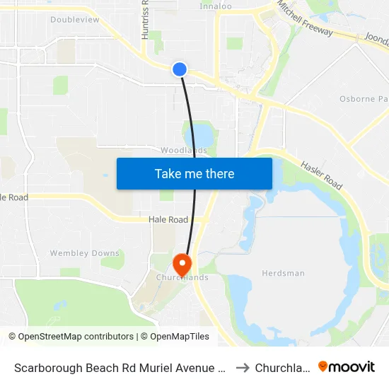 Scarborough Beach Rd Muriel Avenue Cat Id 32 to Churchlands map