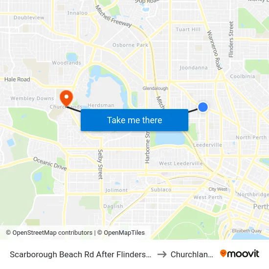 Scarborough Beach Rd After Flinders St to Churchlands map
