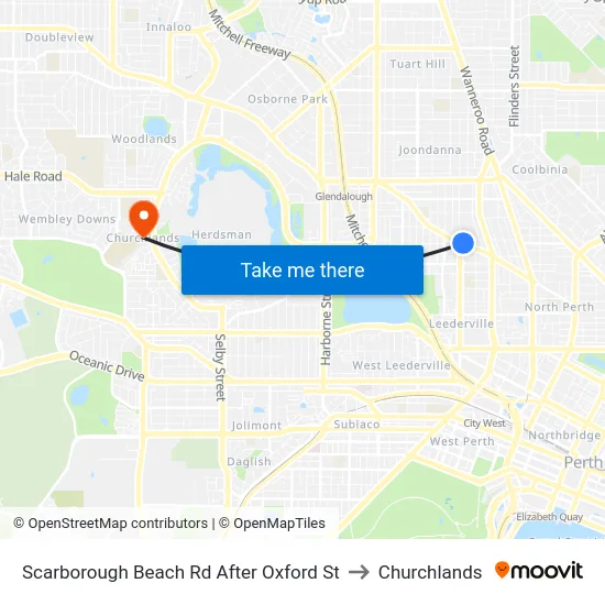Scarborough Beach Rd After Oxford St to Churchlands map