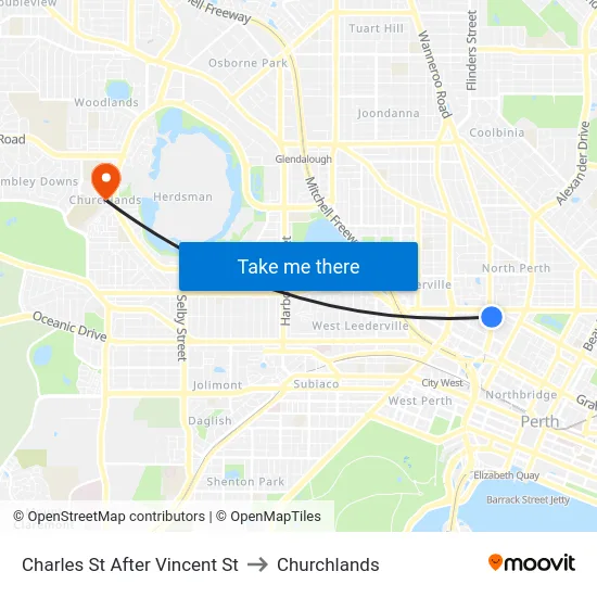 Charles St After Vincent St to Churchlands map