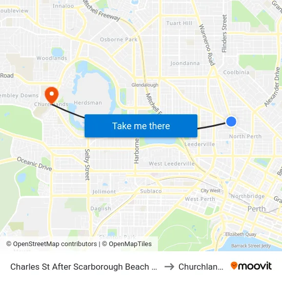 Charles St After Scarborough Beach Rd to Churchlands map