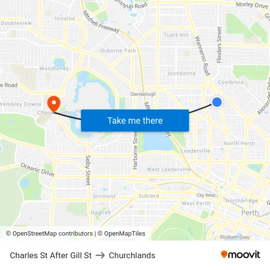 Charles St After Gill St to Churchlands map