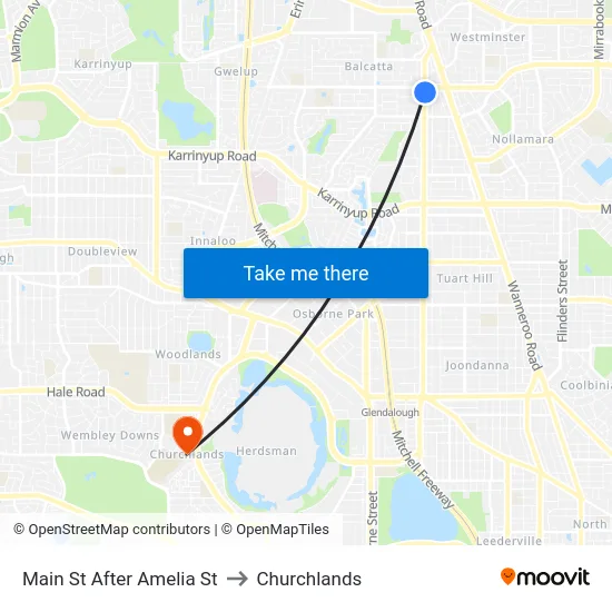 Main St After Amelia St to Churchlands map
