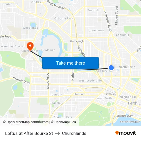Loftus St After Bourke St to Churchlands map