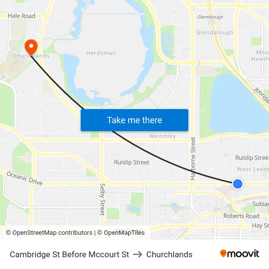 Cambridge St Before Mccourt St to Churchlands map