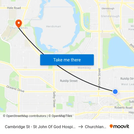Cambridge St - St John Of God Hospital to Churchlands map