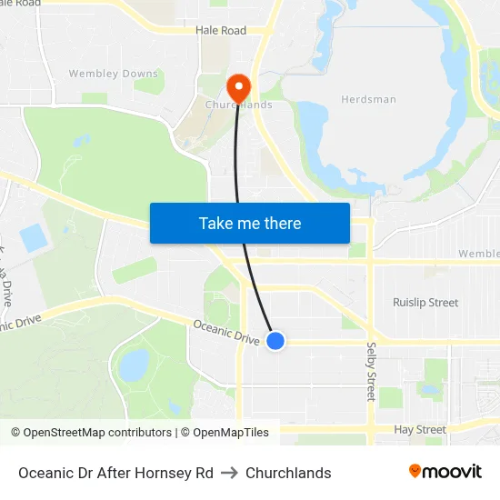 Oceanic Dr After Hornsey Rd to Churchlands map