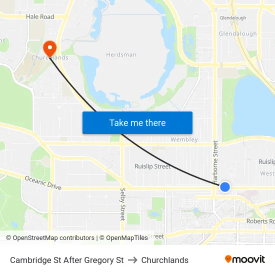 Cambridge St After Gregory St to Churchlands map