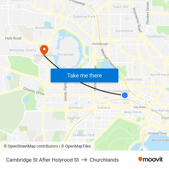 Cambridge St After Holyrood St to Churchlands map