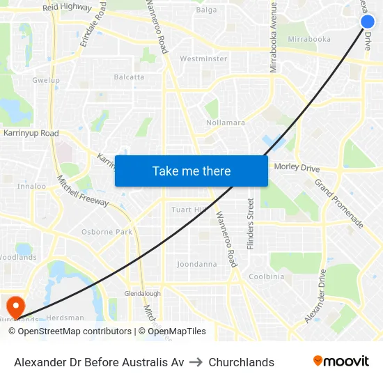 Alexander Dr Before Australis Av to Churchlands map
