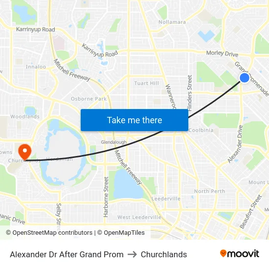 Alexander Dr After Grand Prom to Churchlands map