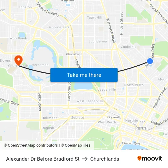 Alexander Dr Before Bradford St to Churchlands map