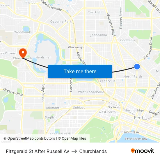 Fitzgerald St After Russell Av to Churchlands map
