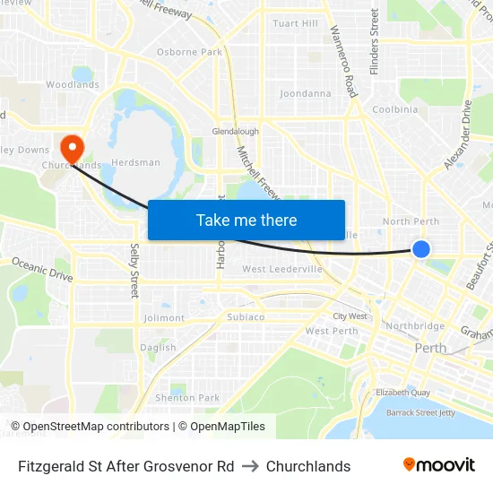 Fitzgerald St After Grosvenor Rd to Churchlands map