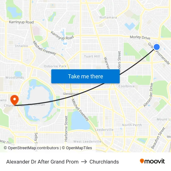 Alexander Dr After Grand Prom to Churchlands map