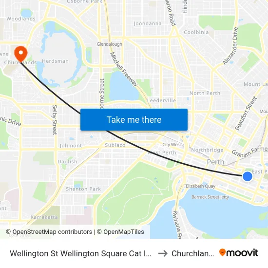 Wellington St Wellington Square Cat Id 54 to Churchlands map