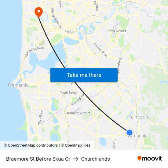 Braemore St Before Skua Gr to Churchlands map
