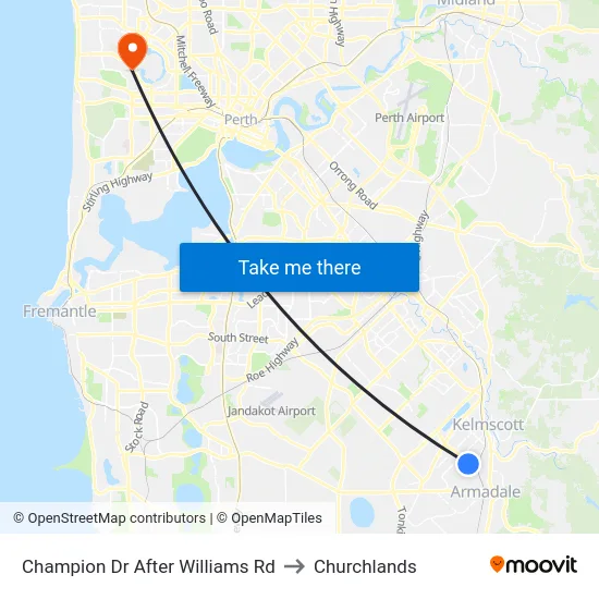 Champion Dr After Williams Rd to Churchlands map