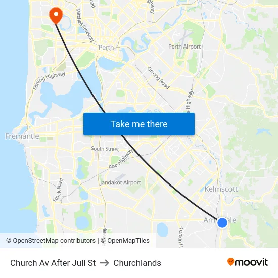 Church Av After Jull St to Churchlands map