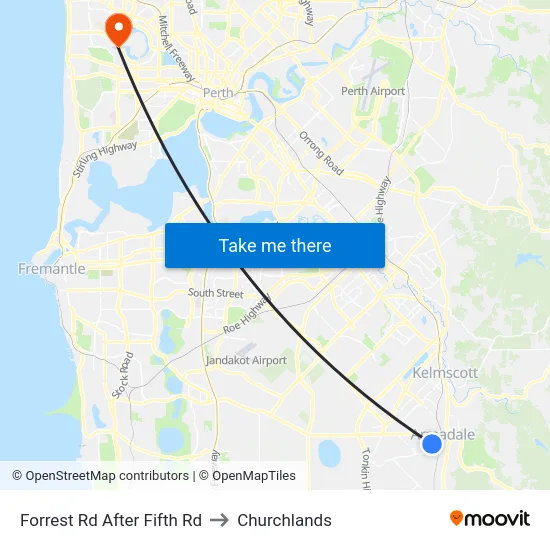 Forrest Rd After Fifth Rd to Churchlands map
