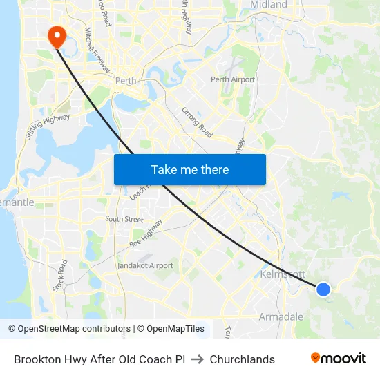 Brookton Hwy After Old Coach Pl to Churchlands map