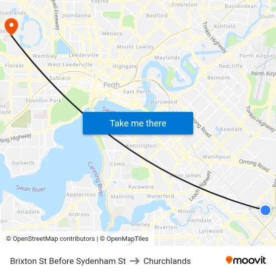 Brixton St Before Sydenham St to Churchlands map
