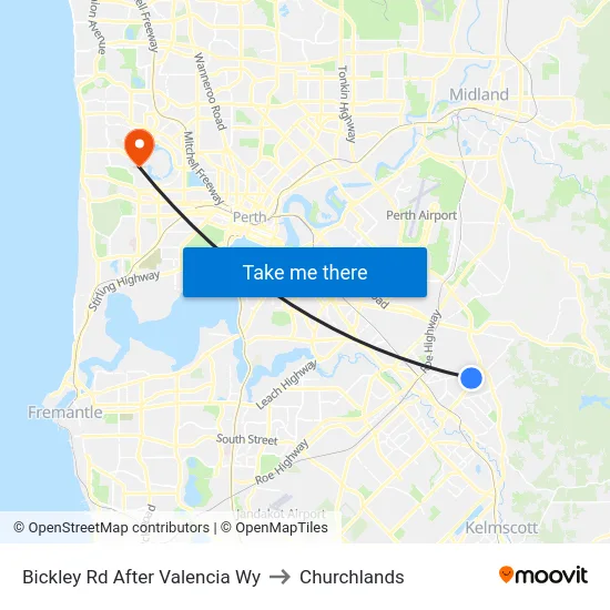 Bickley Rd After Valencia Wy to Churchlands map