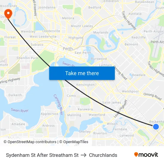 Sydenham St After Streatham St to Churchlands map