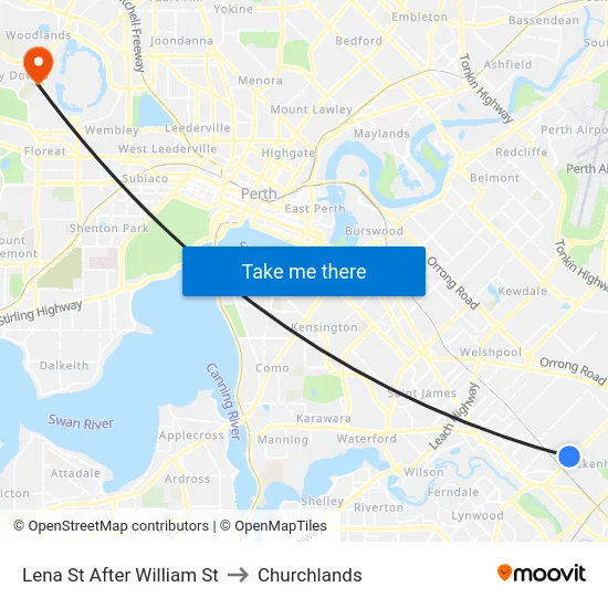 Lena St After William St to Churchlands map