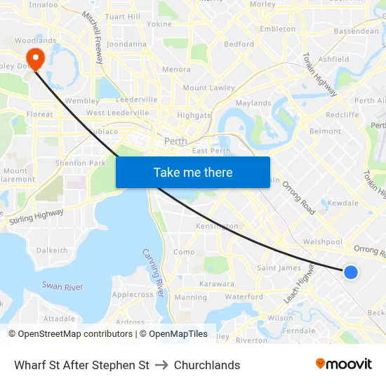 Wharf St After Stephen St to Churchlands map