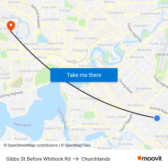 Gibbs St Before Whitlock Rd to Churchlands map