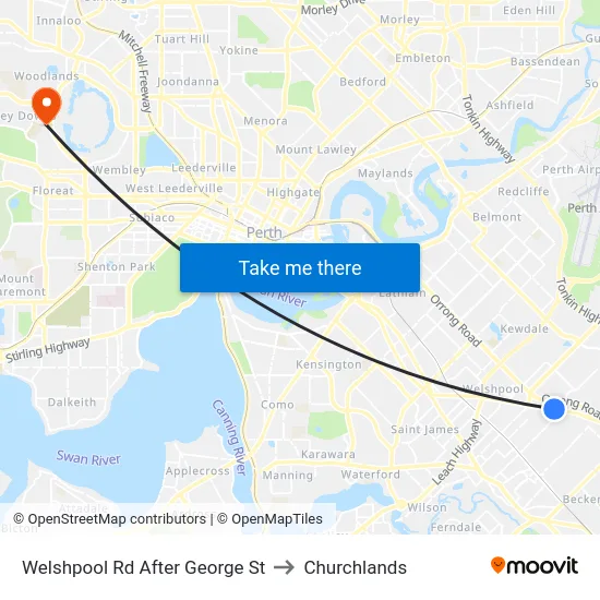 Welshpool Rd After George St to Churchlands map