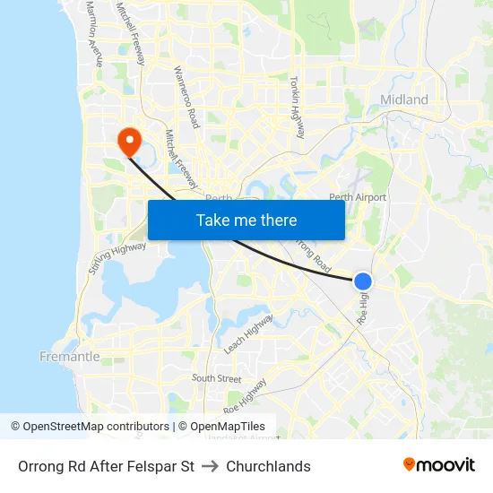 Orrong Rd After Felspar St to Churchlands map