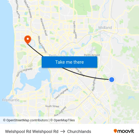 Welshpool Rd Welshpool Rd to Churchlands map