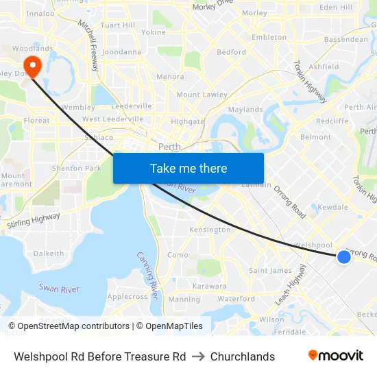 Welshpool Rd Before Treasure Rd to Churchlands map