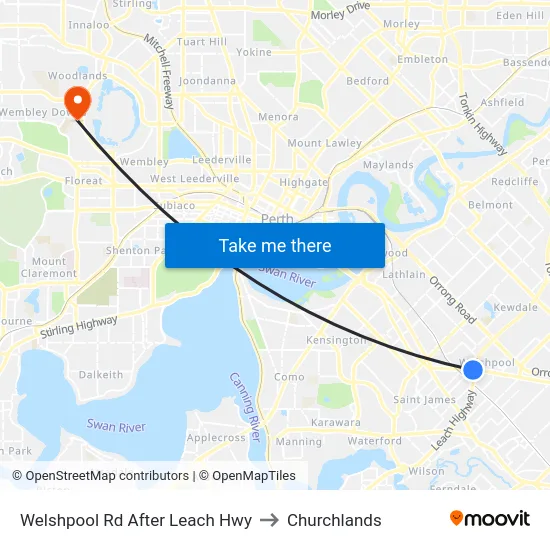 Welshpool Rd After Leach Hwy to Churchlands map