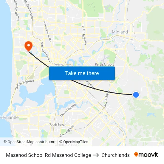 Mazenod School Rd Mazenod College to Churchlands map