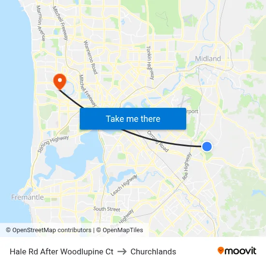 Hale Rd After Woodlupine Ct to Churchlands map