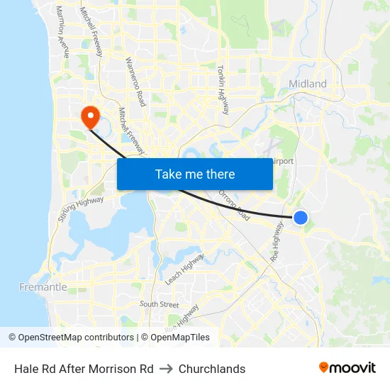 Hale Rd After Morrison Rd to Churchlands map