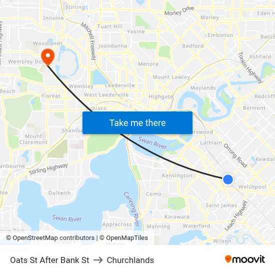 Oats St After Bank St to Churchlands map
