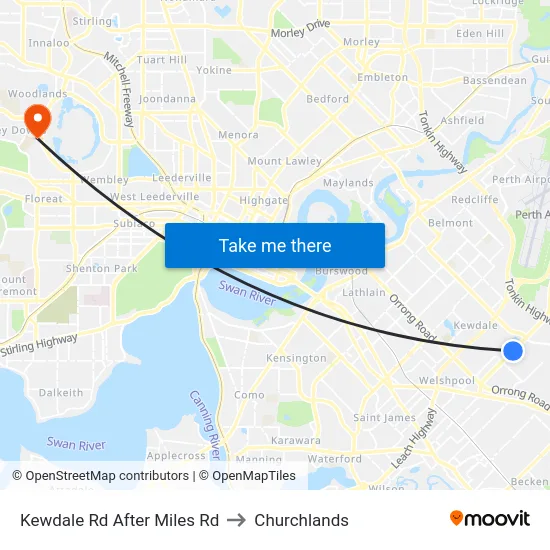 Kewdale Rd After Miles Rd to Churchlands map