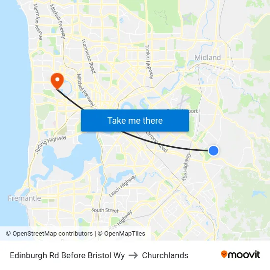 Edinburgh Rd Before Bristol Wy to Churchlands map