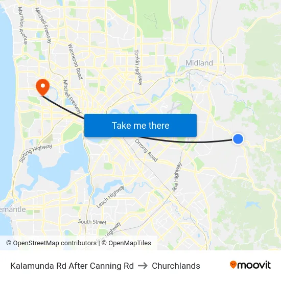 Kalamunda Rd After Canning Rd to Churchlands map