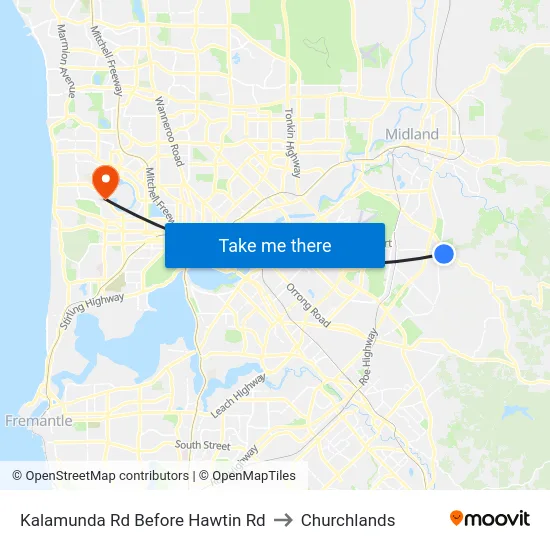 Kalamunda Rd Before Hawtin Rd to Churchlands map