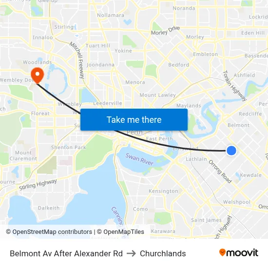 Belmont Av After Alexander Rd to Churchlands map