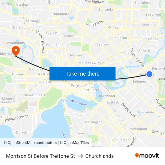 Morrison St Before Treffone St to Churchlands map