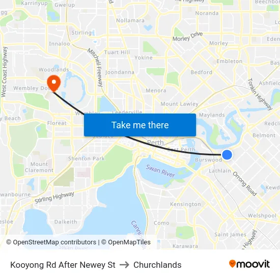 Kooyong Rd After Newey St to Churchlands map
