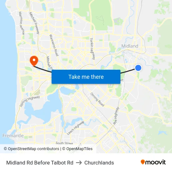 Midland Rd Before Talbot Rd to Churchlands map